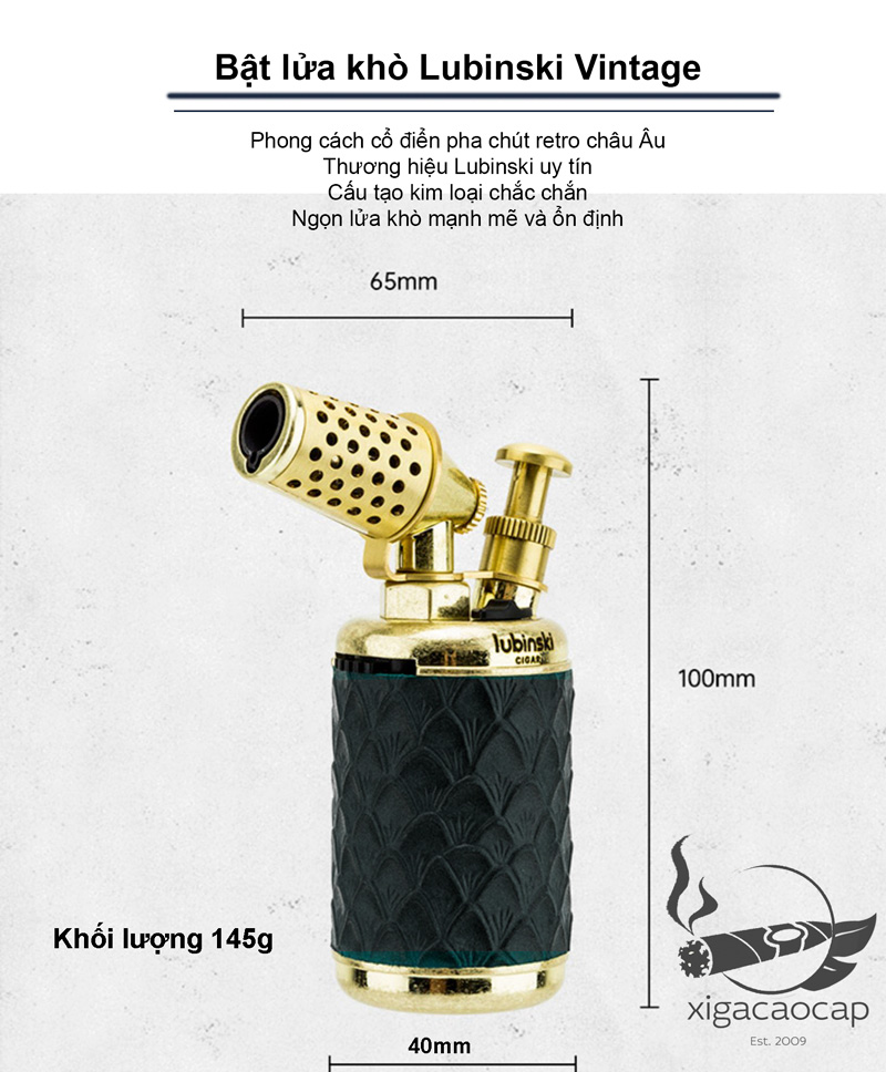 Thông số kỹ thuật bật lửa xì gà Lubinski