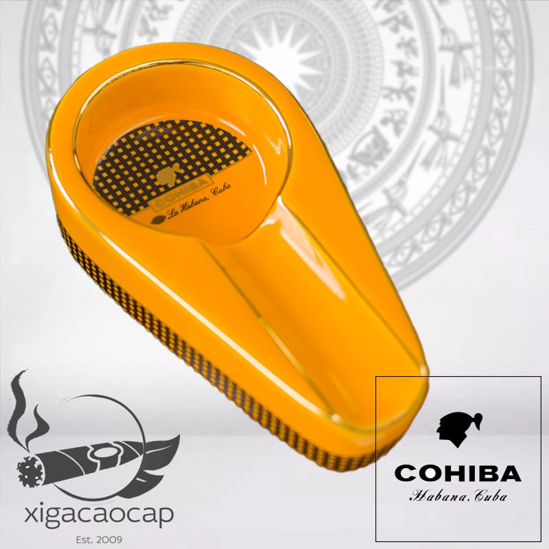 Gạt tàn đơn xì gà Cohiba gốm sứ nhỏ gọn sáng bóng - 1 điếu