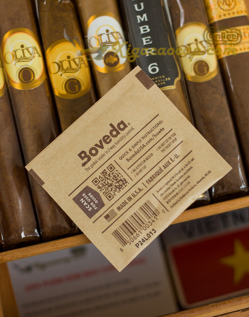 Mặt sau của sản phẩm Boveda chính hãng với đầy đủ thông tin sản phẩm