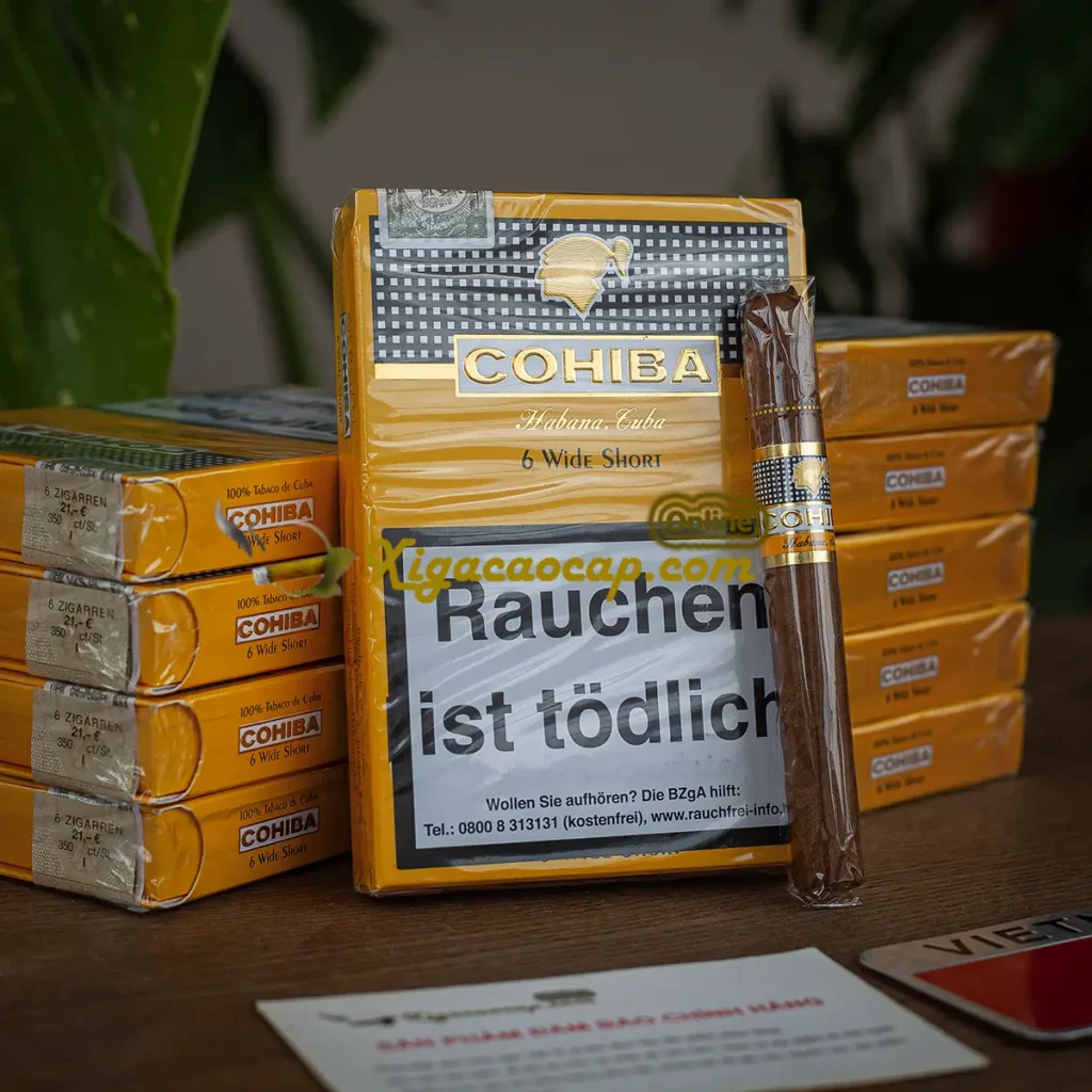 Chi tiết điếu xì gà Cohiba Wide Short và tem nhãn chính hãng Cuba