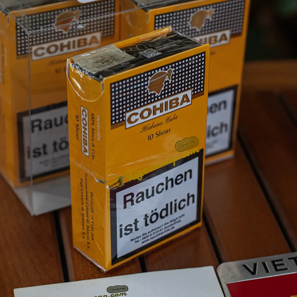 Mặt Trước Hộp Xì Gà Cohiba Short 10 Điếu Đầy Đủ Tem Nhãn