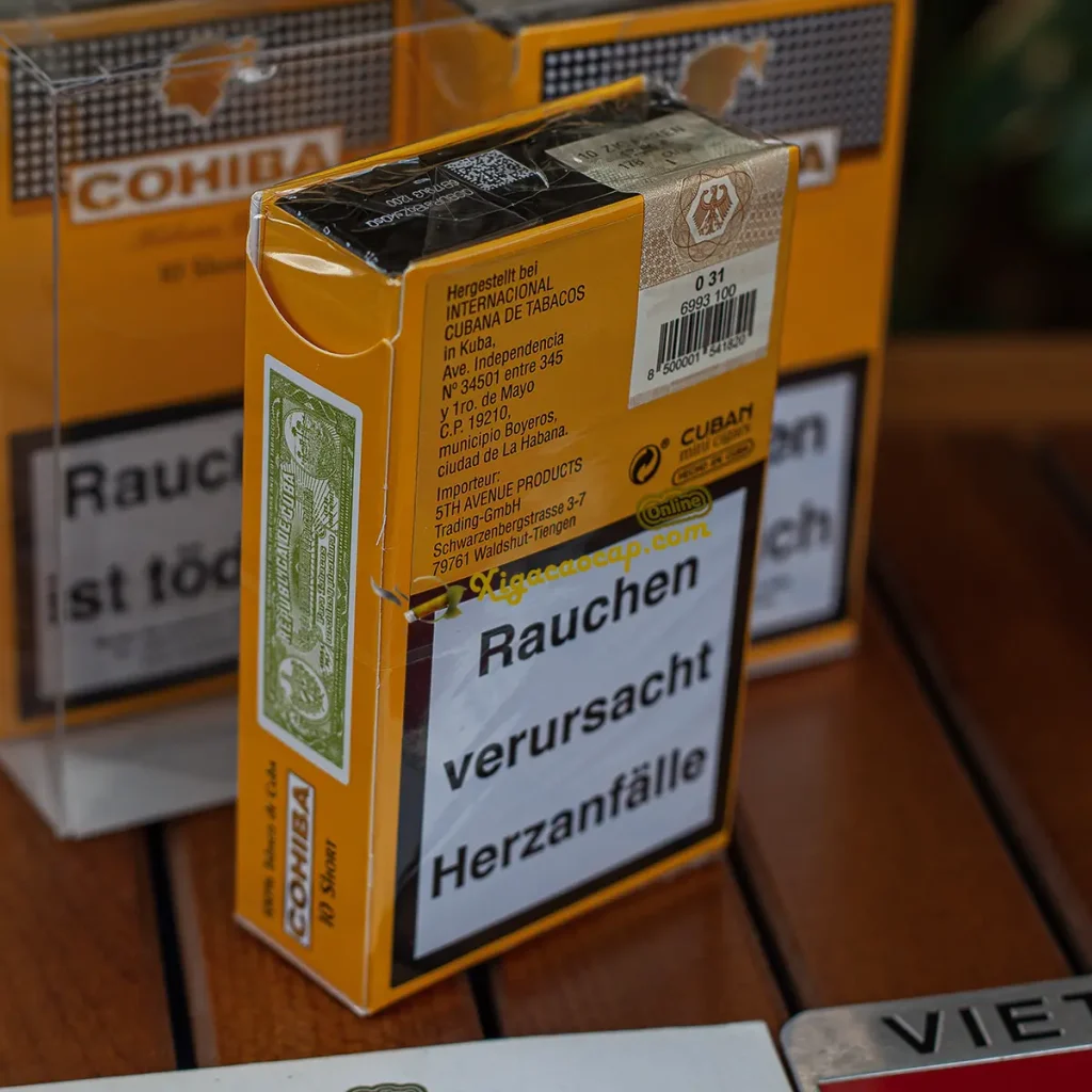 Mặt Sau Hộp Xì Gà Cohiba Short 10 Điếu Chuẩn Chính Hãng