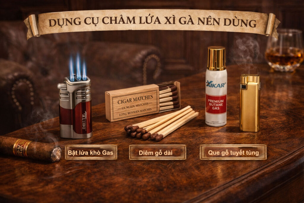 Dụng Cụ Châm Lửa Xì Gà Nên Dùng