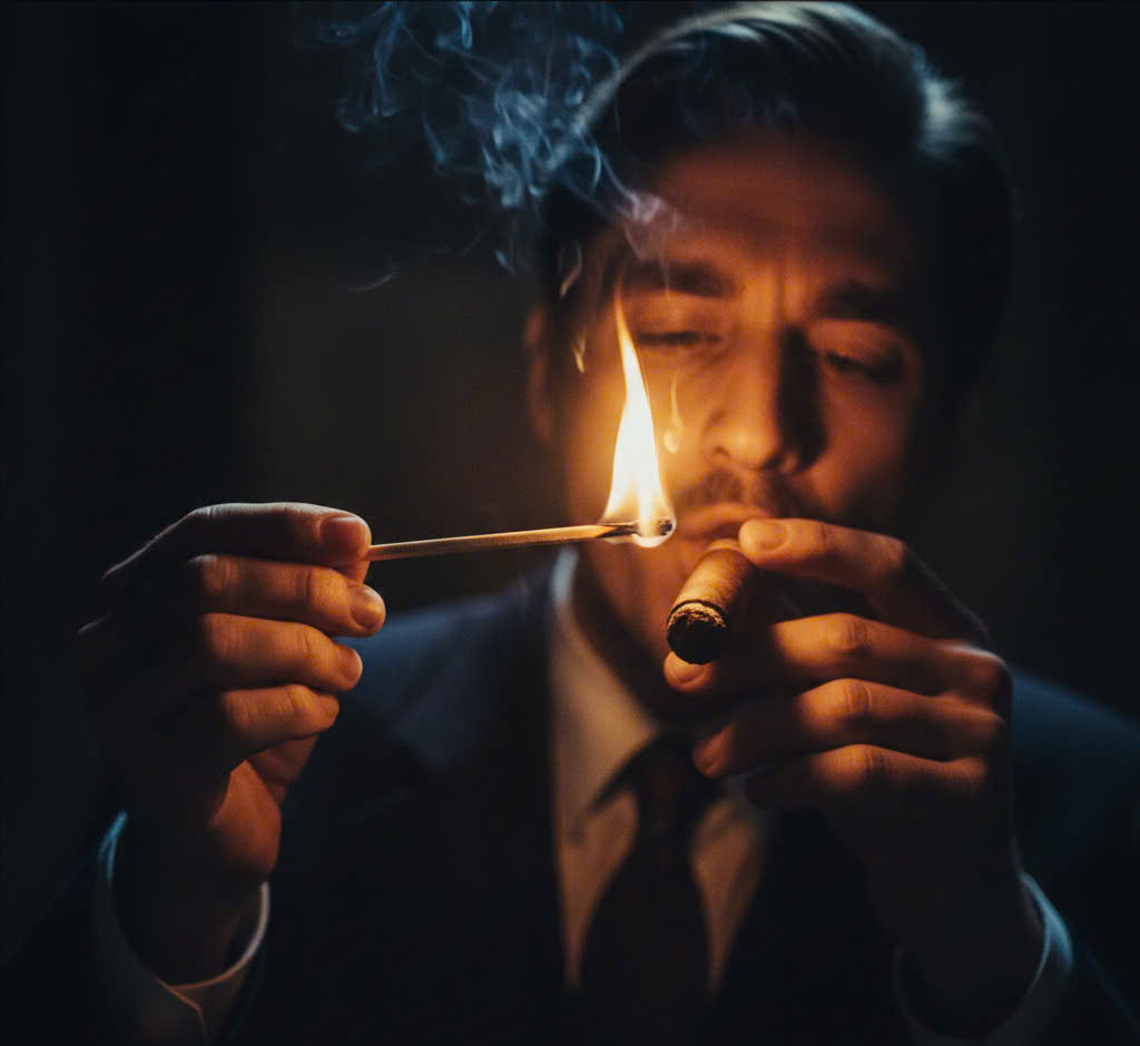 Cách Châm Lửa Xì Gà Bằng Que Diêm Gỗ