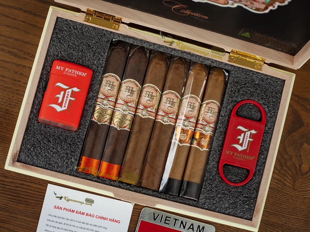 Cận cảnh đầu nhọn Belicoso của xì gà My Father trong sampler