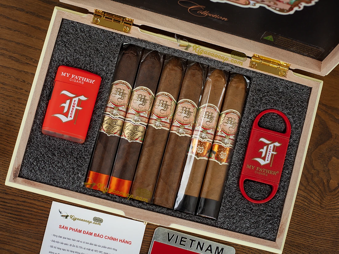 Cận cảnh đầu nhọn Belicoso của xì gà My Father trong sampler