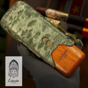 bao da xì gà Lubinski 2 điếu cao cấp lót gỗ tuyết tùng thiết kế sang trọng