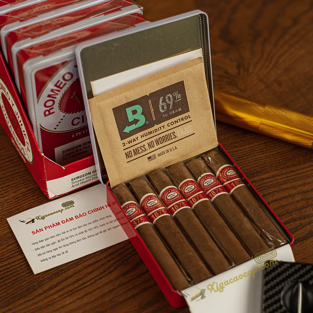 mở hộp thiếc romeo y julieta petite bully 6 điếu