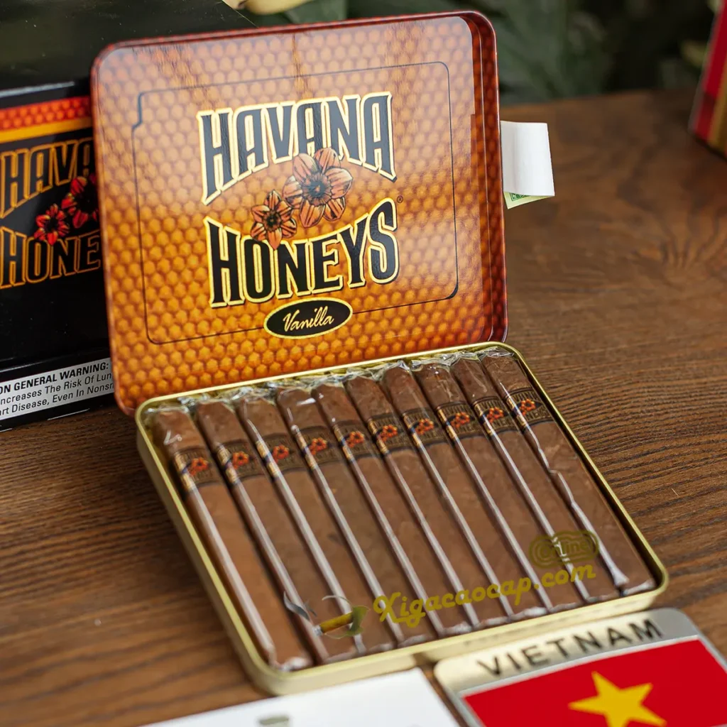 Havana Honeys Vanilla mở hộp thiếc tổng thể
