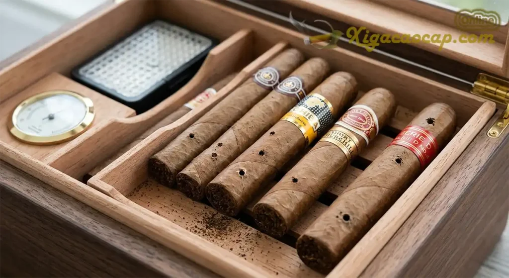 Xì gà bị mọt trong tủ giữ ẩm humidor