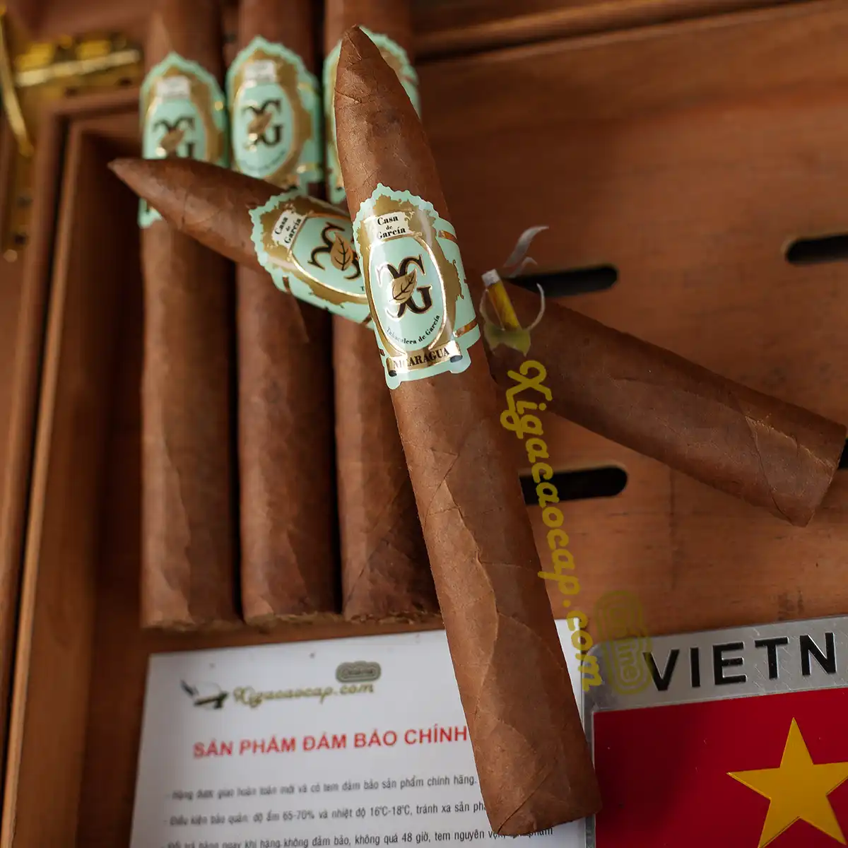 Cận cảnh phom dáng đầu nhọn Torpedo/Belicoso của dòng xì gà Casa de Garcia Nicaraguan.