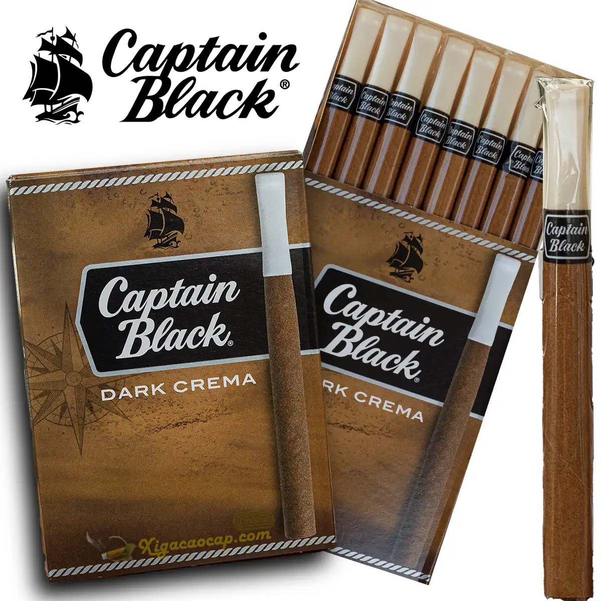 Xì gà Captain Black 8 Mini Tipped Cigars Dark Crema chính hãng