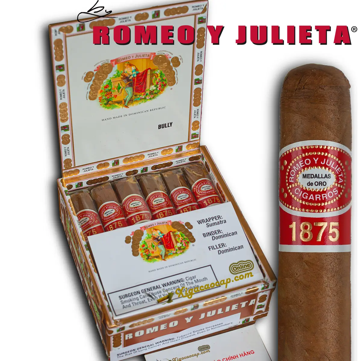Hộp xì gà Romeo y Julieta 1875 Bully 10 điếu chính hãng tại xigacaocap.com.