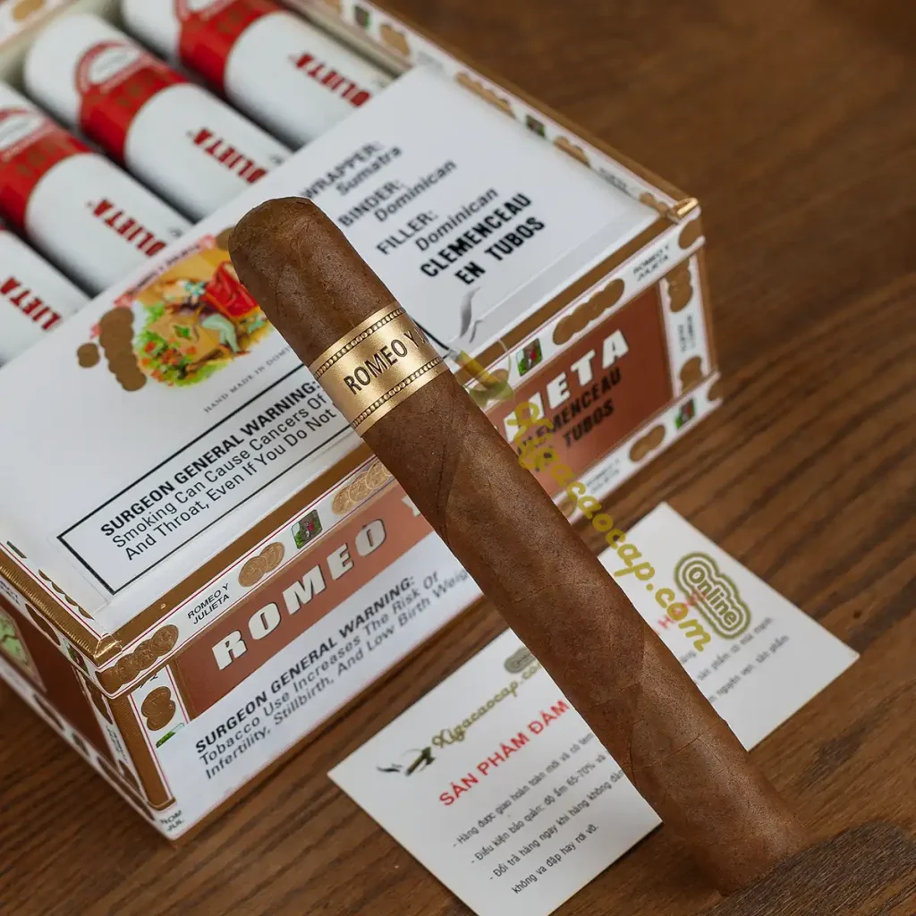 Chi tiết cấu trúc lá quấn và vòng tem xì gà Romeo Y Julieta 1875 Clemenceau