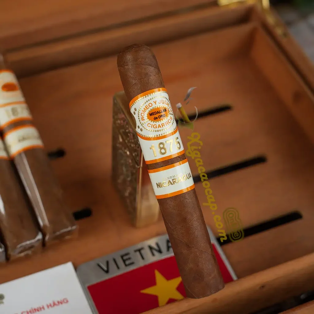 Cận cảnh cấu trúc và lớp lá quấn Nicaraguan Puro của xì gà Romeo y Julieta