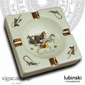 Gạt tàn xì gà gốm sứ Hermès 4 điếu họa tiết Cheval d'Orient sang trọng
