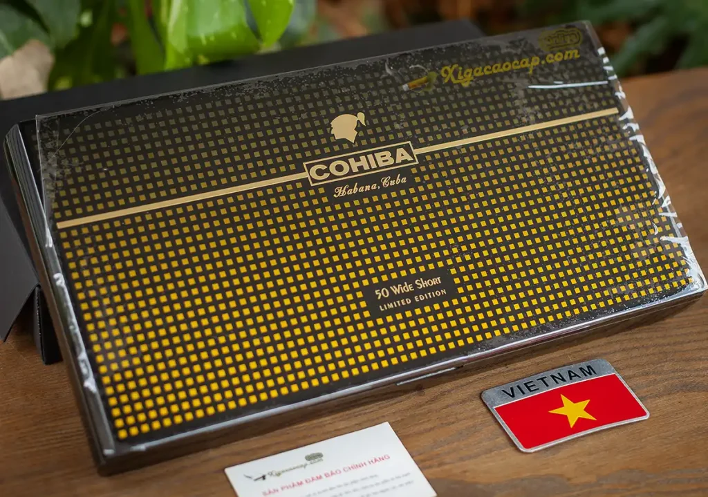 Hộp gỗ sơn mài giữ ẩm Humidor xì gà Cohiba Wide Short 50 cao cấp