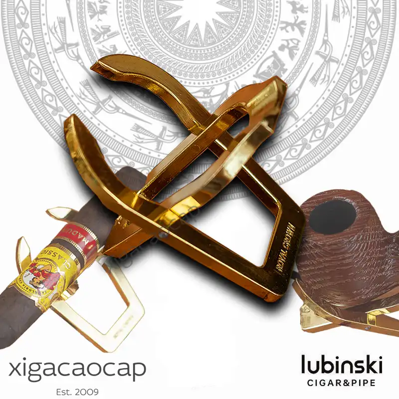 Kệ đỡ tẩu thuốc kiêm khay gác xì gà Royal Crown chính hãng bằng thép không gỉ mạ vàng sang trọng.