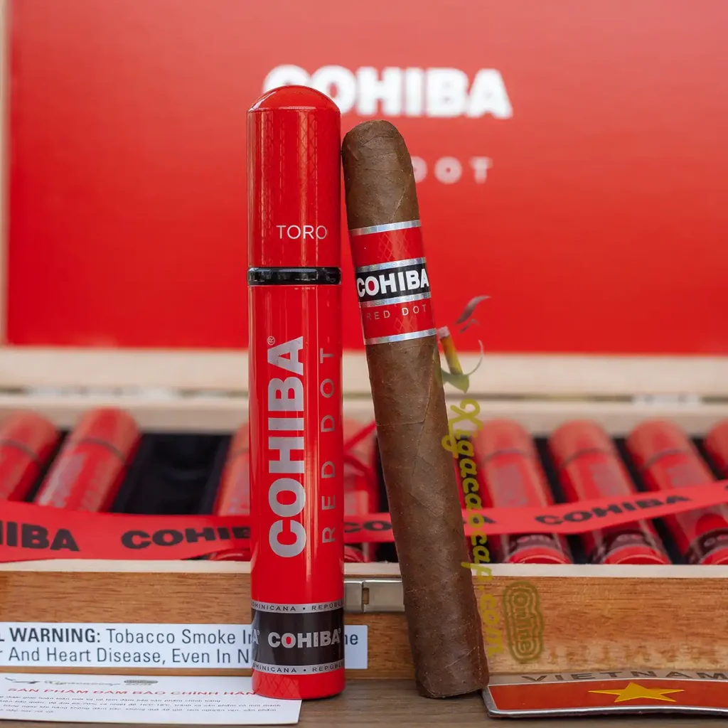 Dieu xi ga va ong tubo Cohiba Red Dot Toro dat truoc hop go
