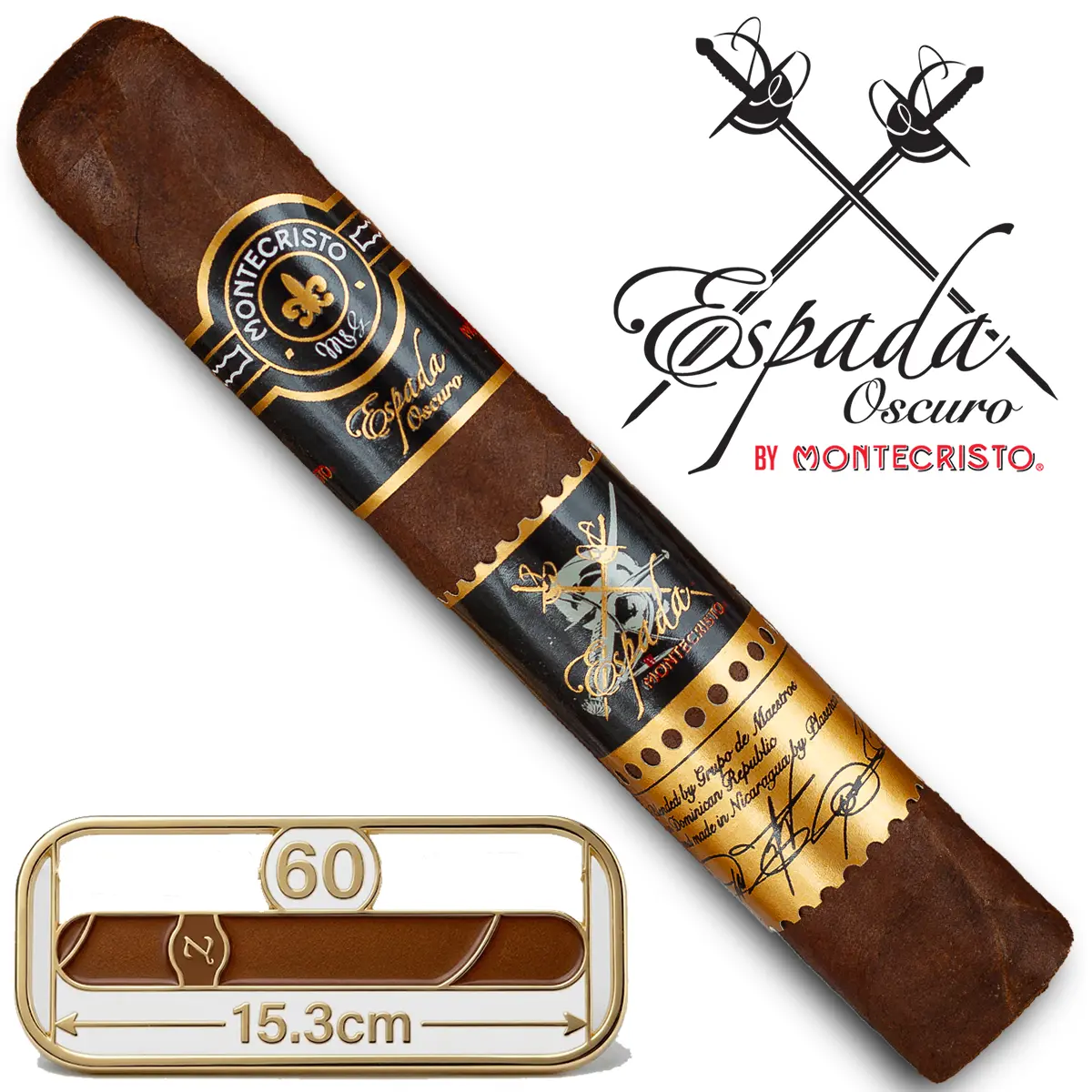 Cigar Montecristo Espada Oscuro Magnum lẻ 1 điếu cỡ lớn Ring 60 chính hãng tại Xigacaocap.com
