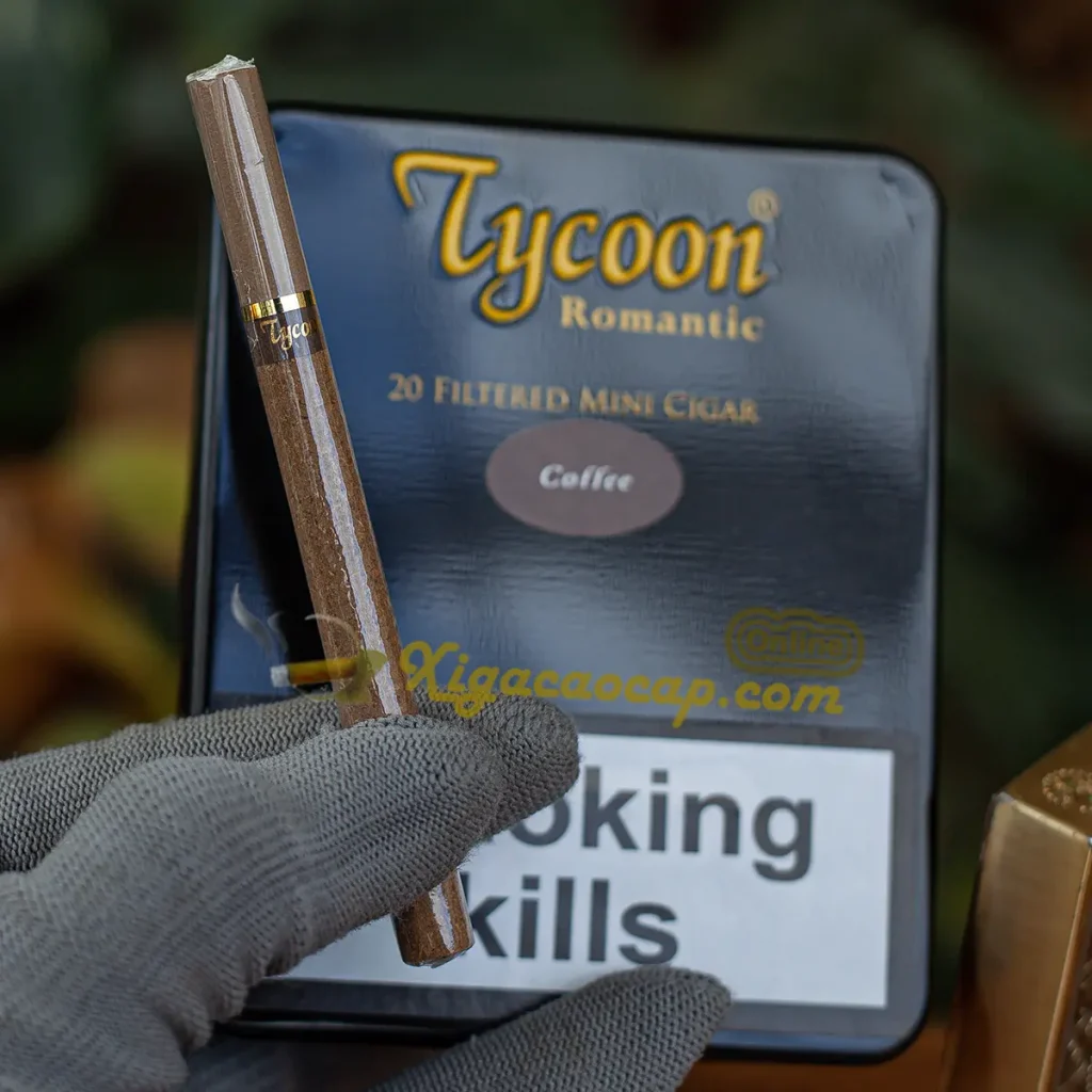 Chi Tiết Điếu Xì Gà Tycoon Mini Coffee Và Hộp Thiếc Sang Trọng