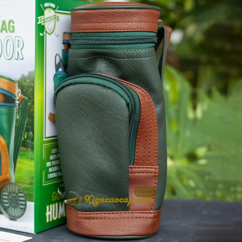 Chất liệu da PU cao cấp và đường may chi tiết của hộp đựng Cigar Cầm Tay Du Lịch hình túi Golf
