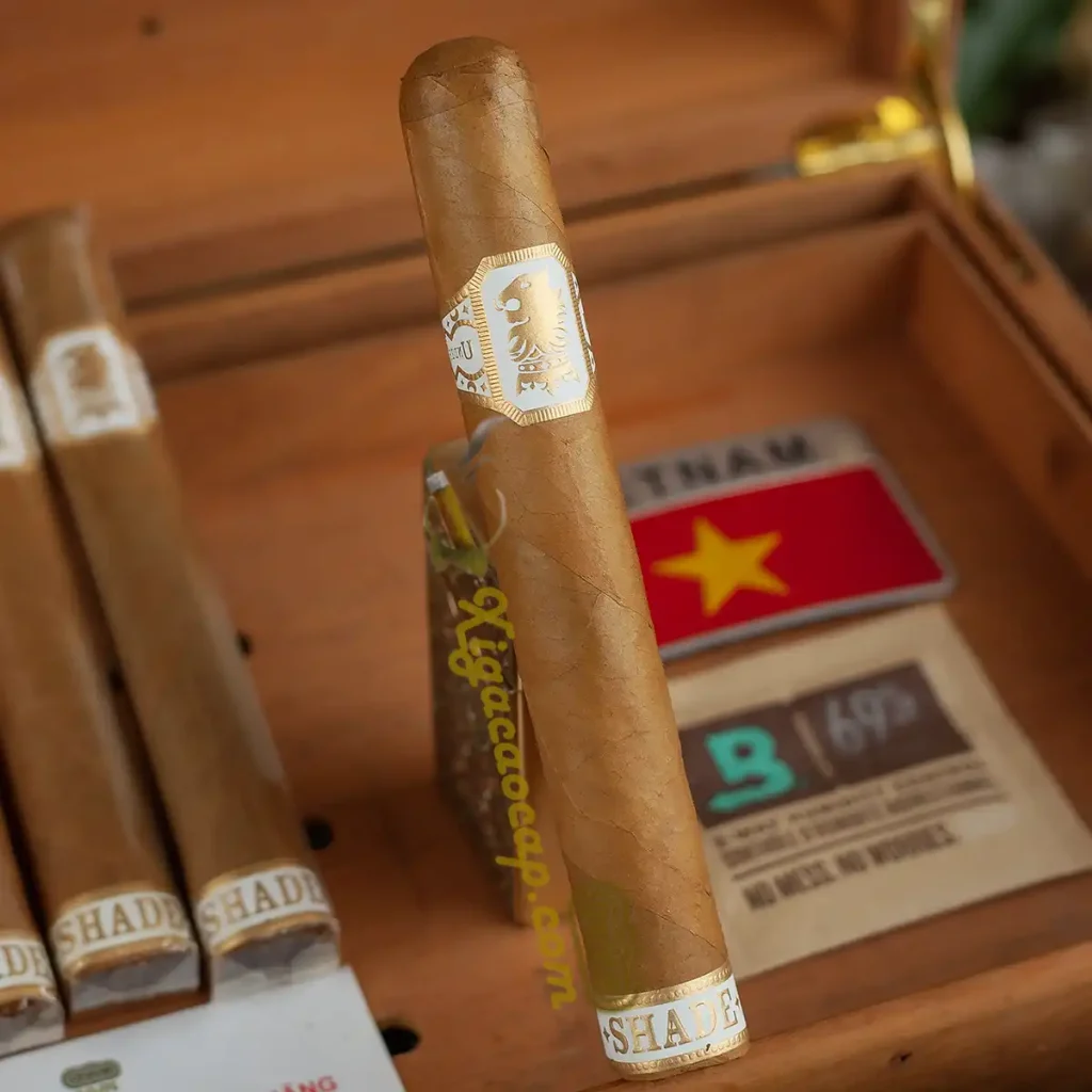 Điếu xì gà Undercrown Shade Gran Toro được bảo quản chuẩn độ ẩm trong hộp humidor gỗ tuyết tùng