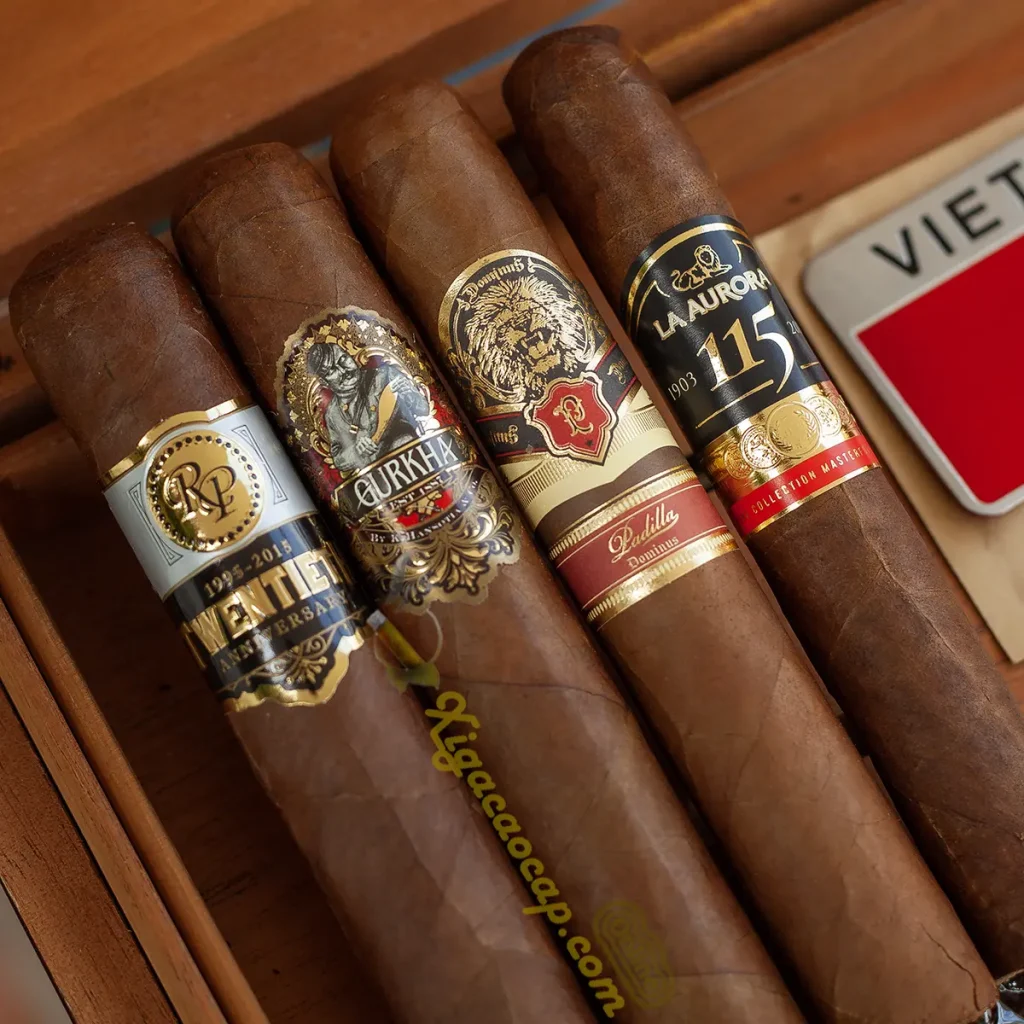 Cận cảnh tem nhãn xì gà chính hãng Rocky Patel Gurkha Padilla La Aurora ring 60