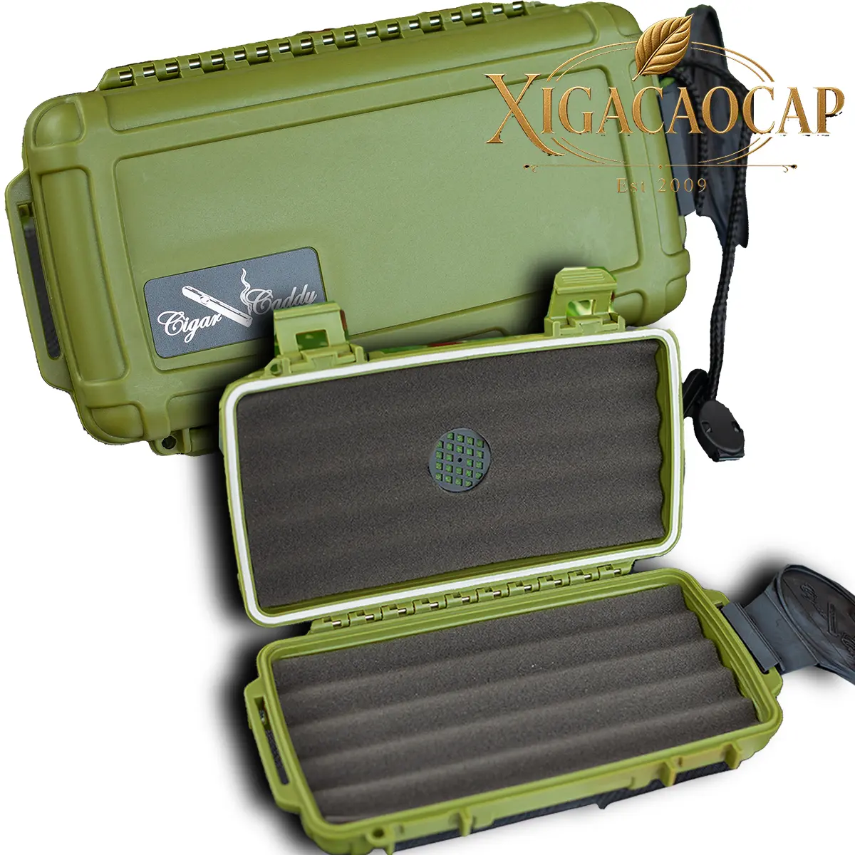 Hộp đựng Cigar Cầm Tay Du Lịch Cigar Caddy màu xanh OD Green chống đập chống nước