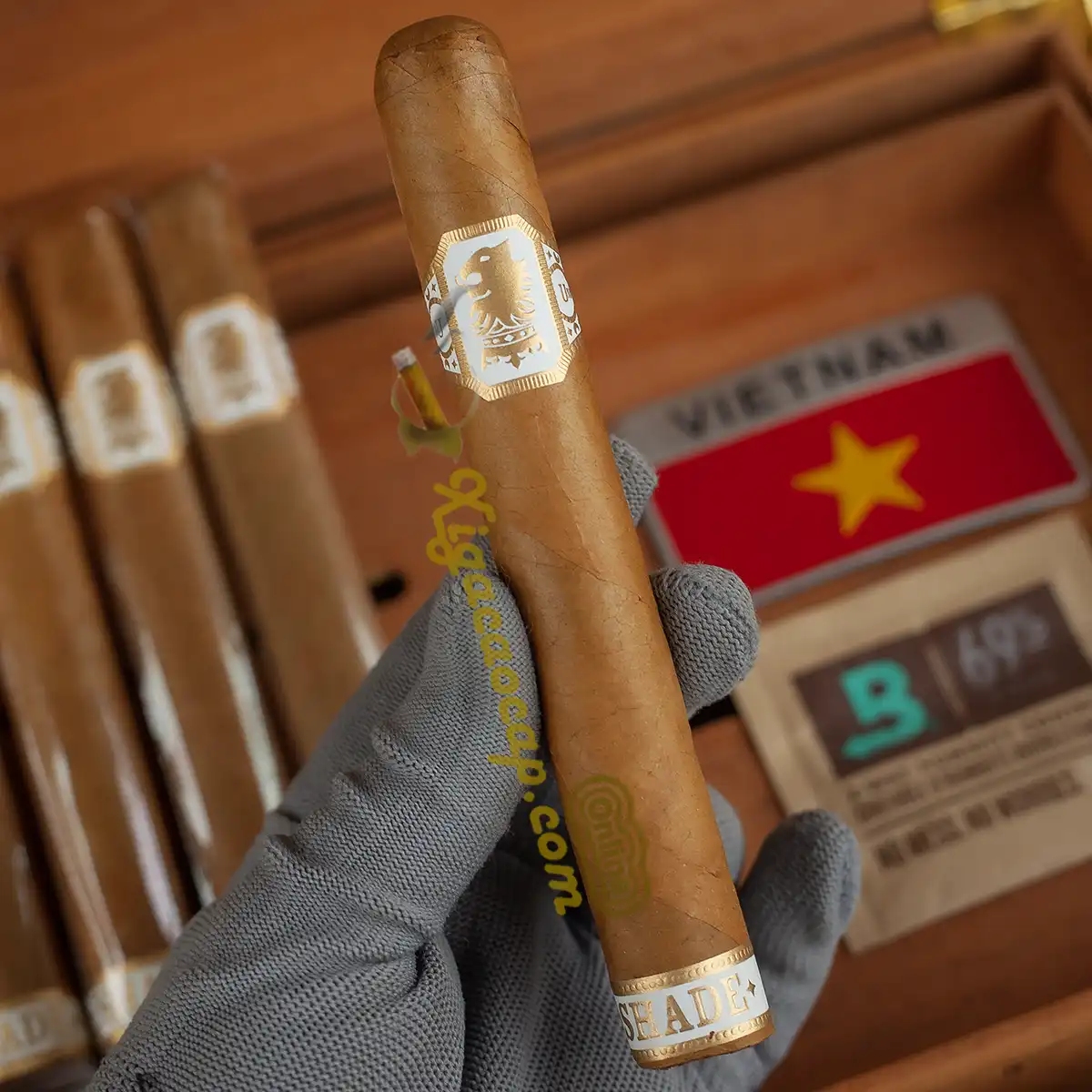 Thưởng thức trên tay điếu cigar Undercrown Shade Gran Toro ring 52 lá quấn Ecuador Connecticut