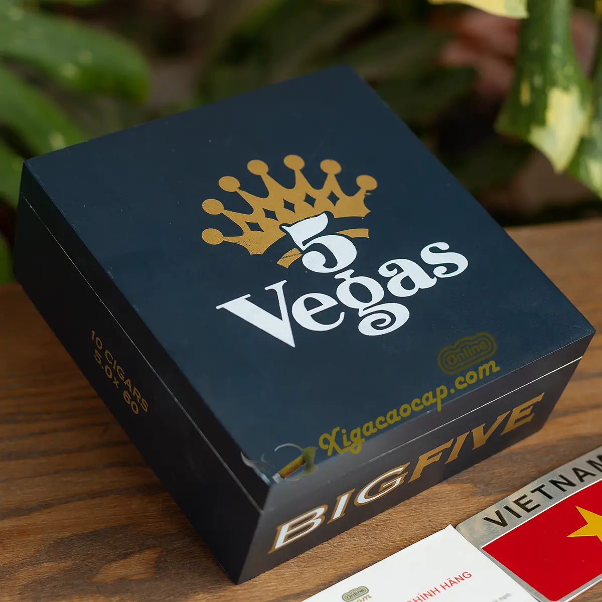 Hộp gỗ đóng gói bên ngoài xì gà 5 Vegas Big Five hộp 10 điếu