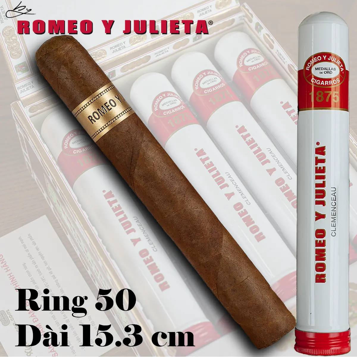 Xì gà lẻ Romeo y Julieta 1875 Clemenceau En Tubo 1 điếu chính hãng