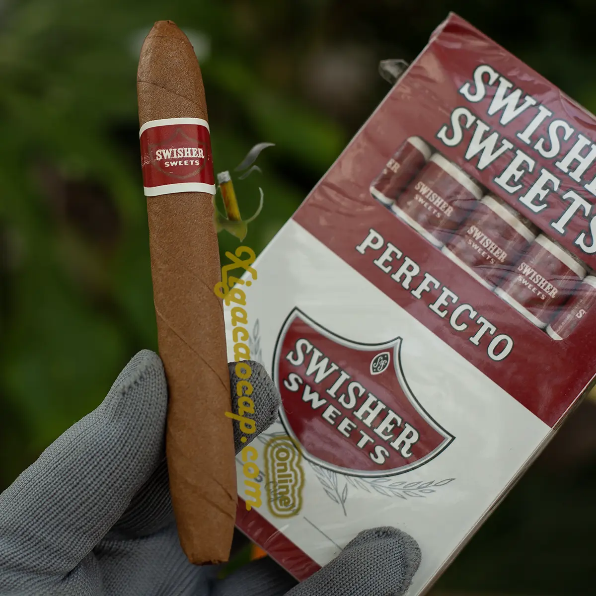 Trải nghiệm cầm thực tế điếu xì gà Swisher Sweets Perfecto dài năm inches nhỏ gọn mang lại làn khói mượt mà.